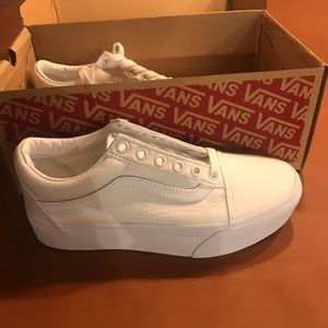 Brand new white vans platform sneakers